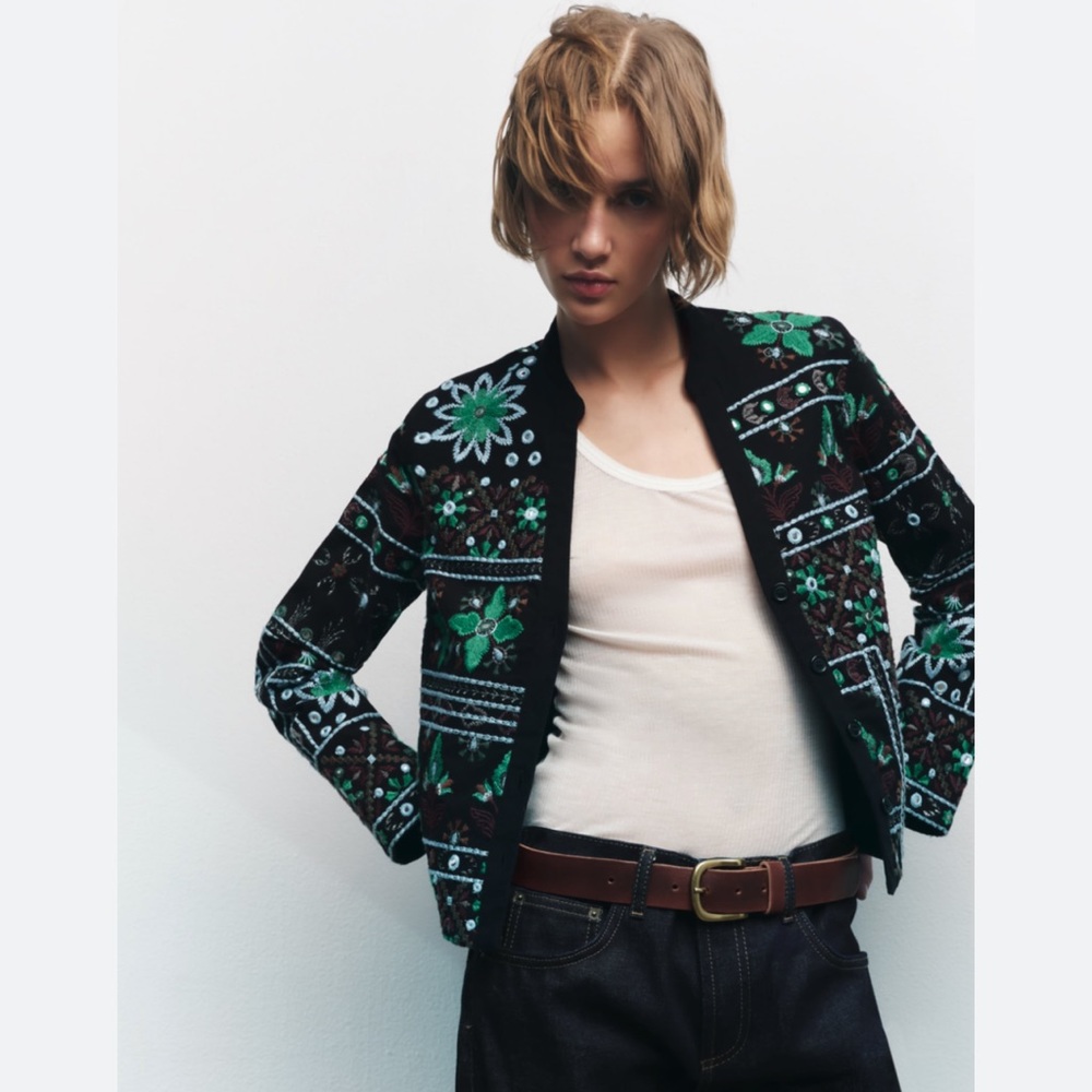 Zara Embroidered Cardigan/Blazer Size XS
